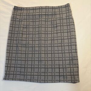 Michael Kors Houndstooth Pencil Skirt Size L Black White Plaid